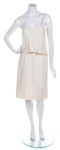A Bill Blass Cream Skirt Ensemble, Skirt size 6, top size 4.