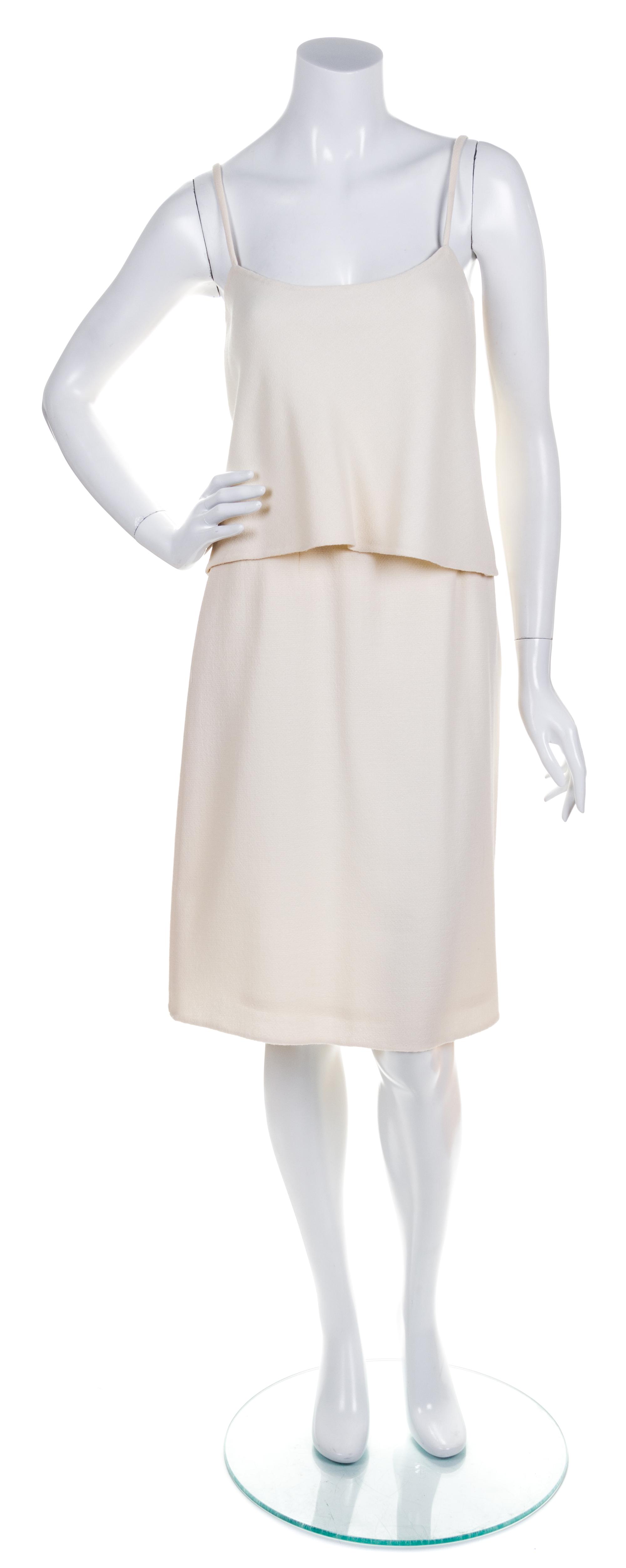 A Bill Blass Cream Skirt Ensemble, Skirt size 6, top size 4.