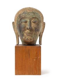 A Thai Bronze Head of Buddha Height 6 3/4 inches. — 18TH/19TH CENTURY