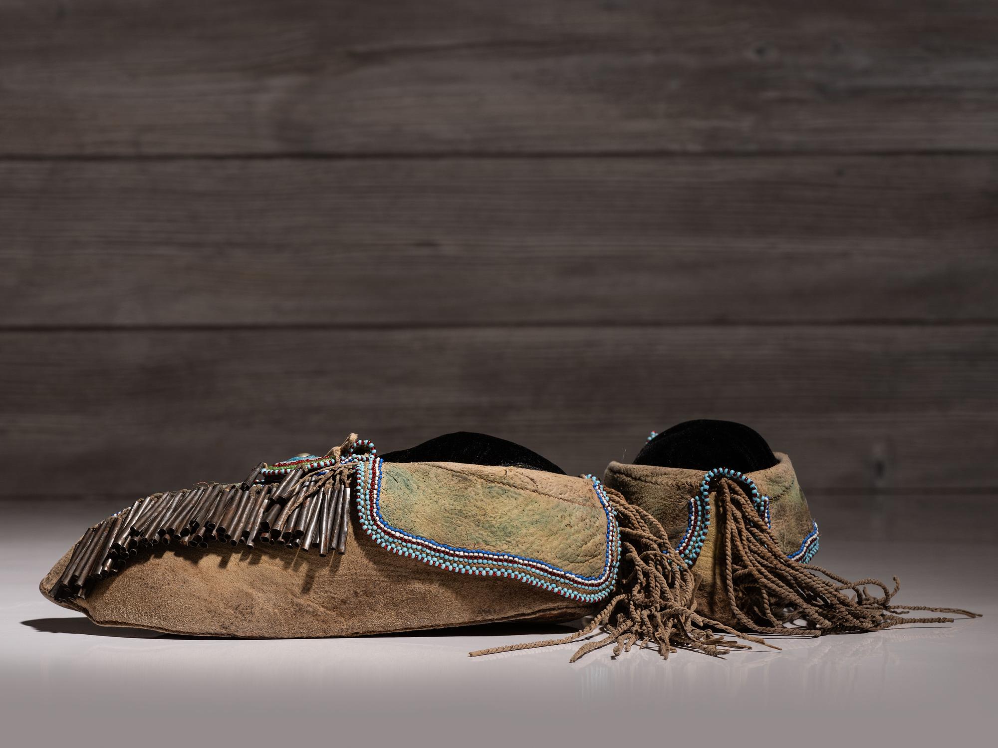 Comanche Beaded Hide Moccasins