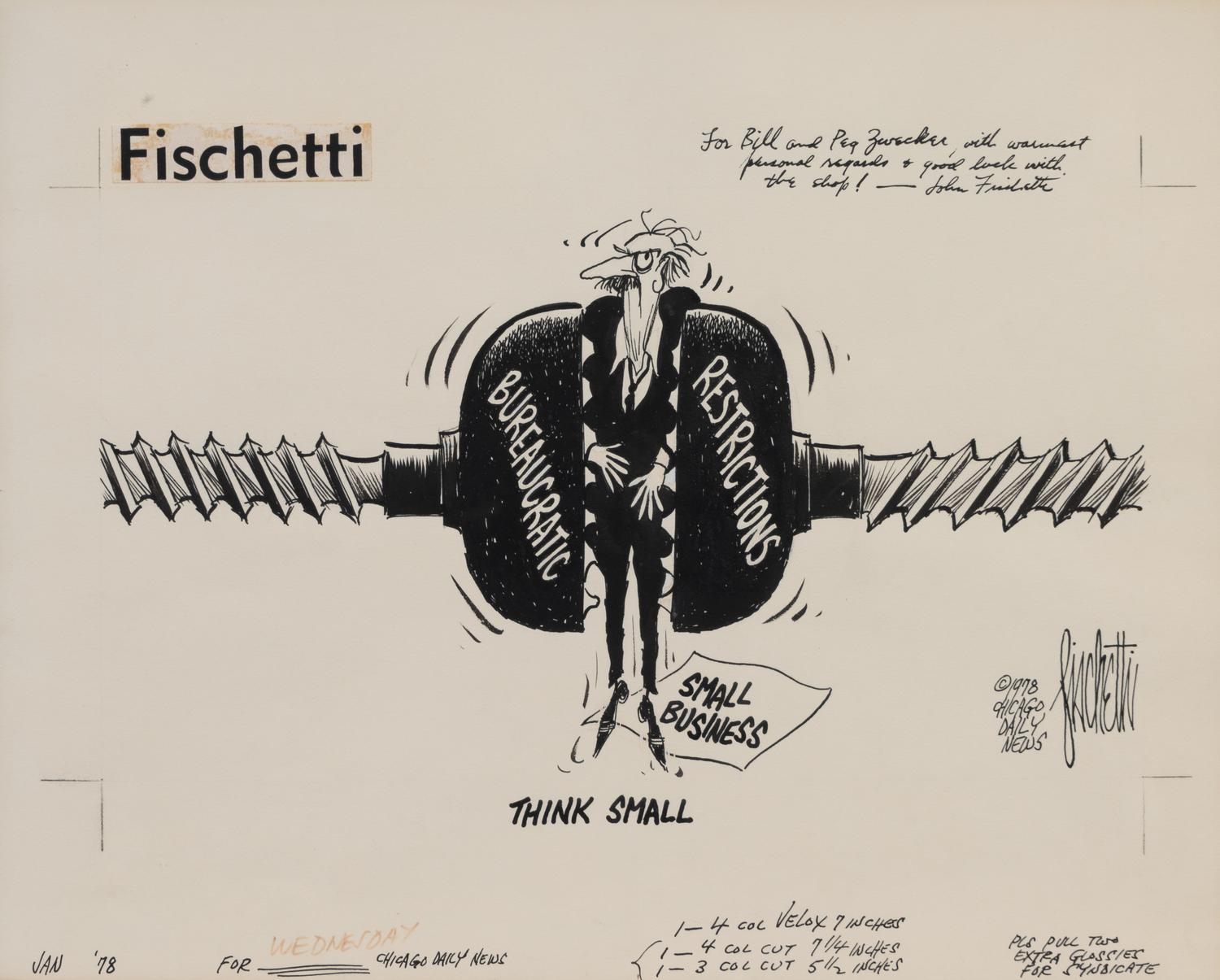 (Cartoon Art) FISCHETTI, John (1916-1980). A group of 2 original cartoons by John Fischetti, comprising: