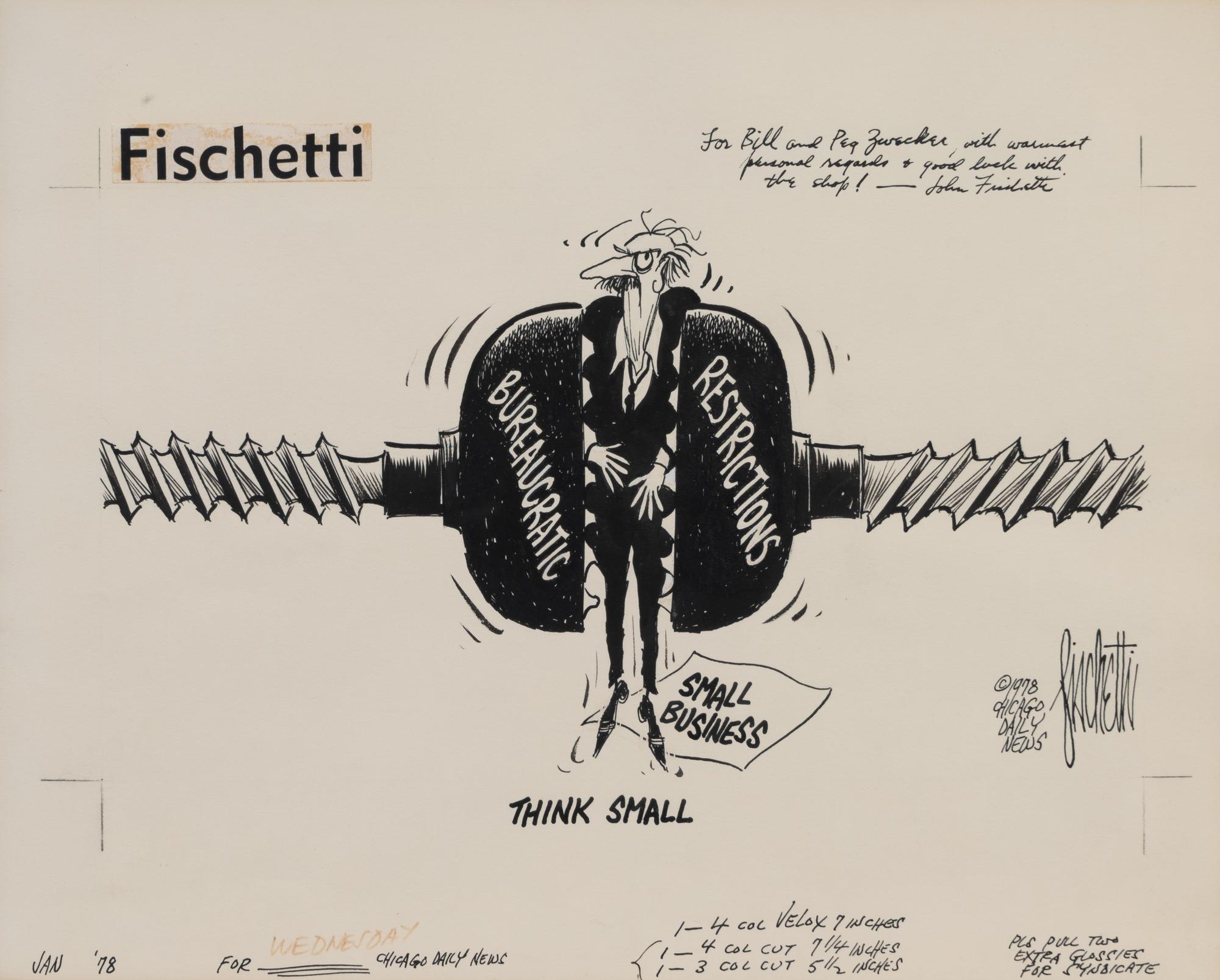 (Cartoon Art) FISCHETTI, John (1916-1980). A group of 2 original cartoons by John Fischetti, comprising: