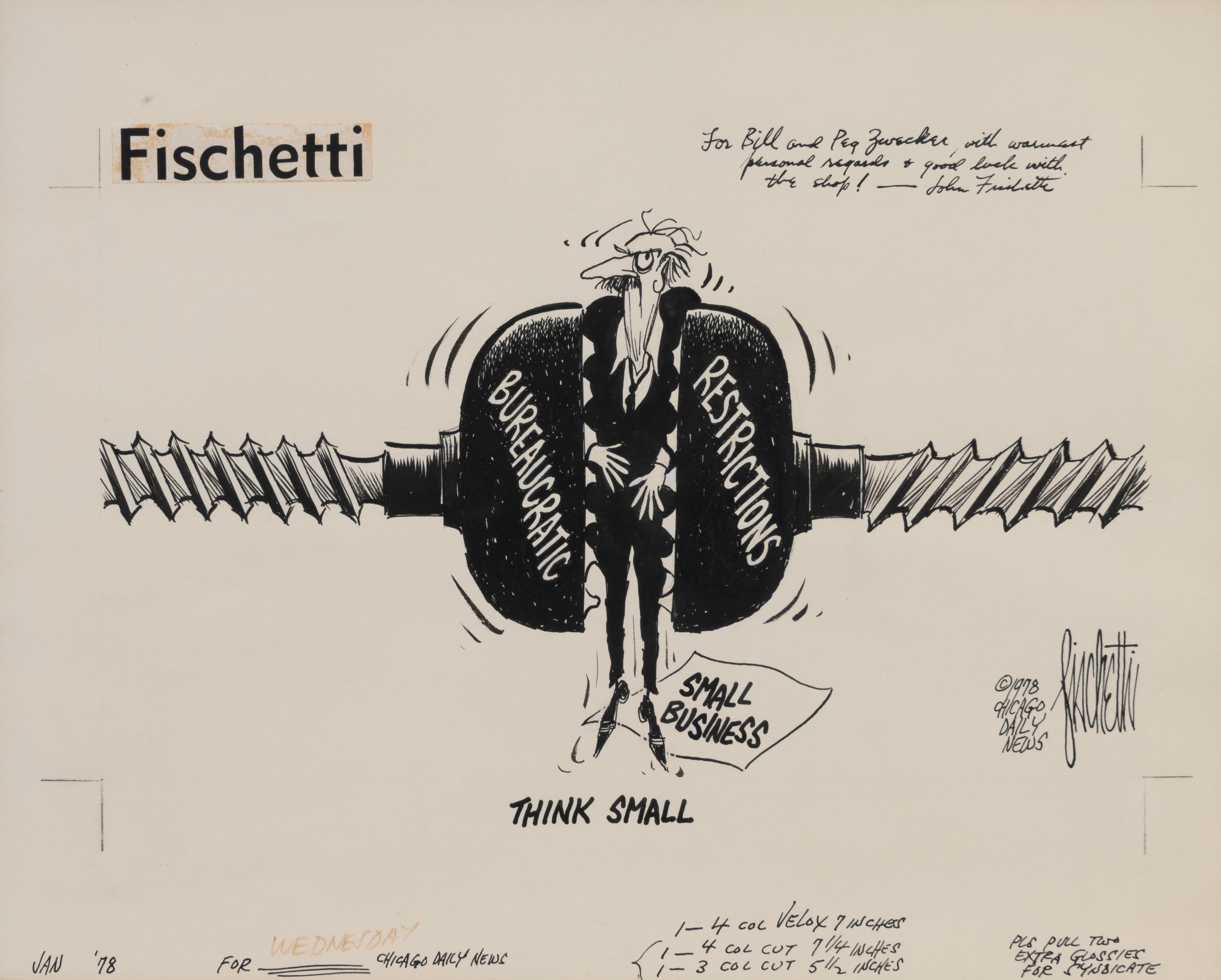 (Cartoon Art) FISCHETTI, John (1916-1980). A group of 2 original cartoons by John Fischetti, comprising: