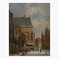 Adrianus Eversen (Dutch, 1818–1897) Dutch Town in Winter