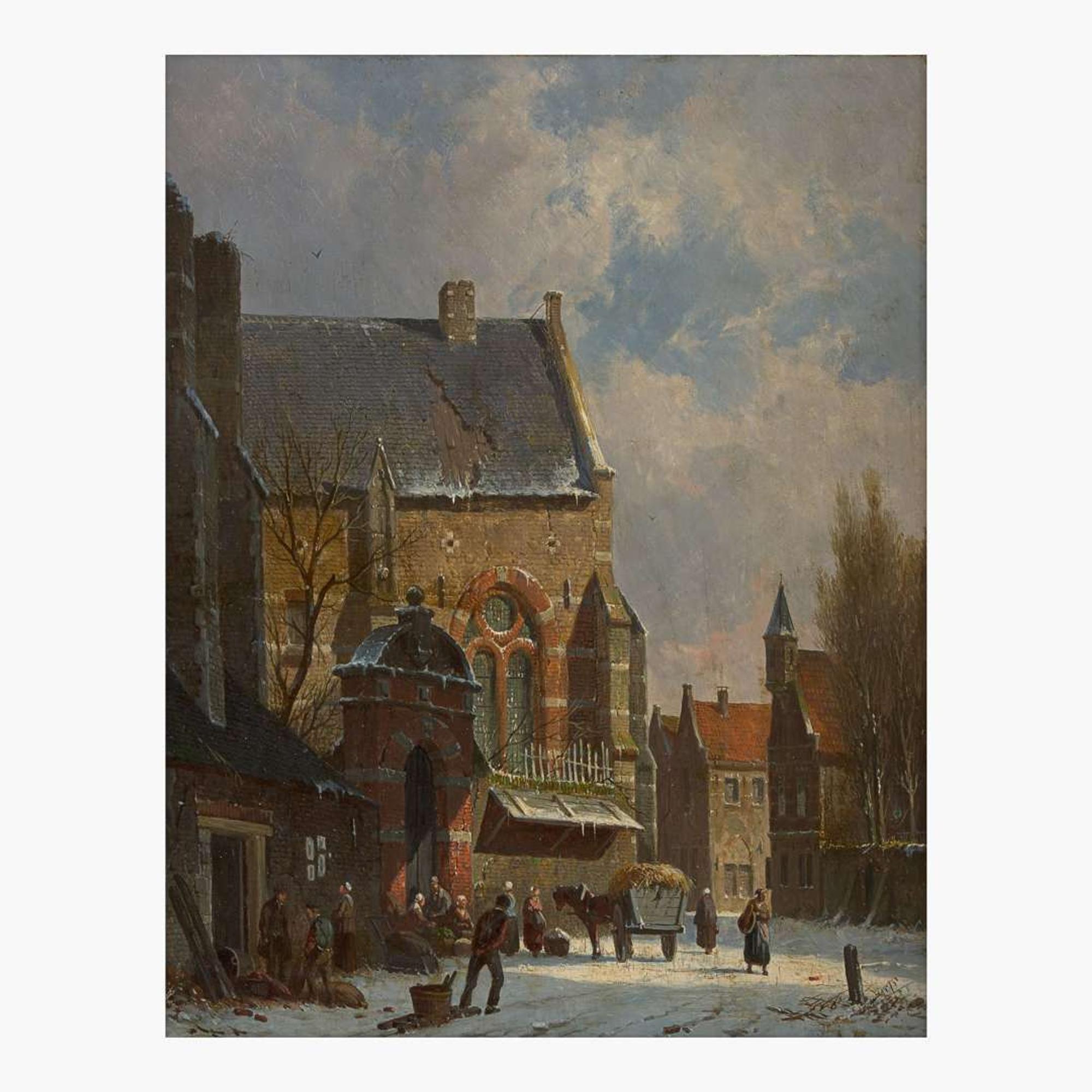 Adrianus Eversen (Dutch, 1818–1897) Dutch Town in Winter