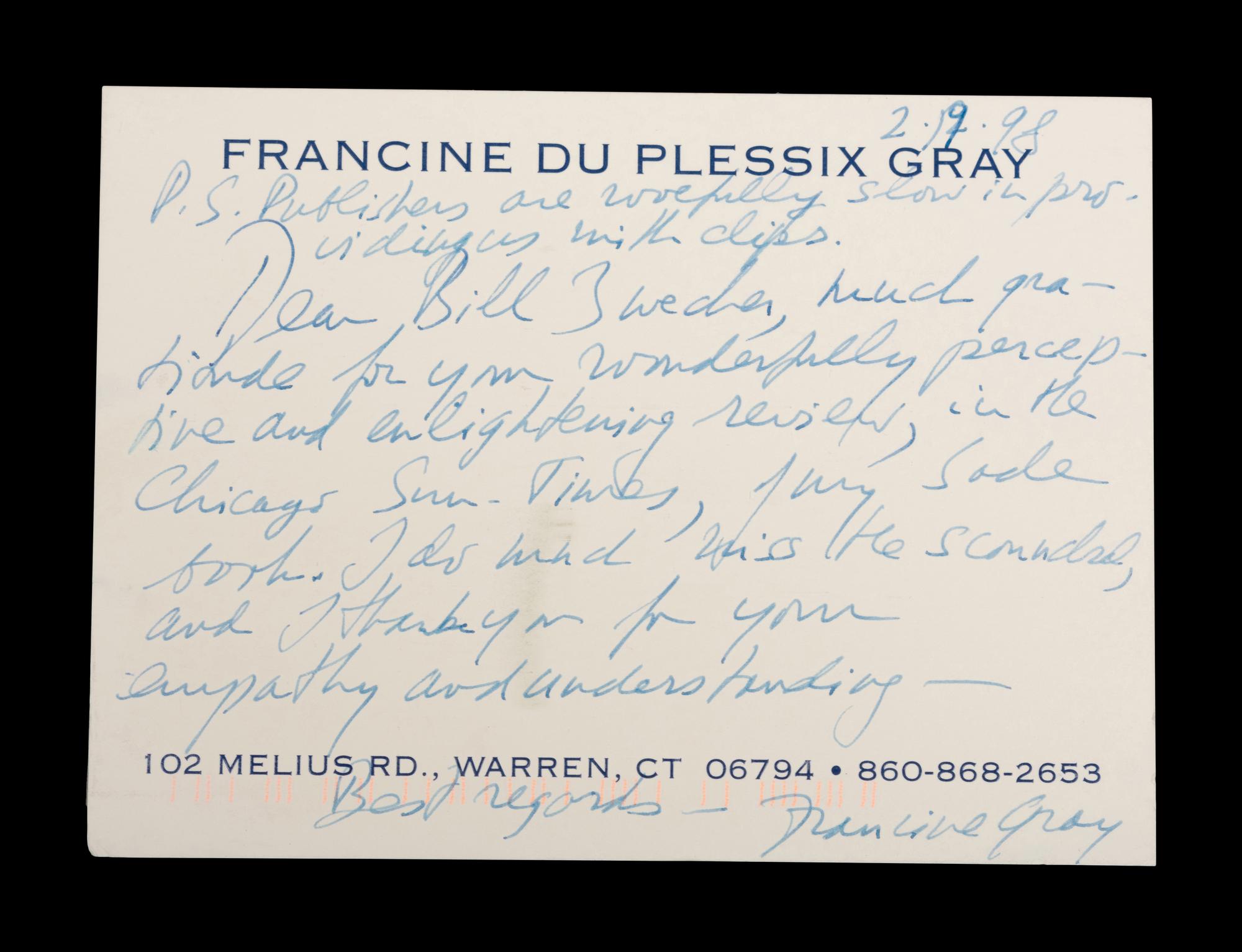 (Celebrity Memorabilia) A collection of 17 personal letters from celebrities, addressed to Bill Zwecker; comprising: