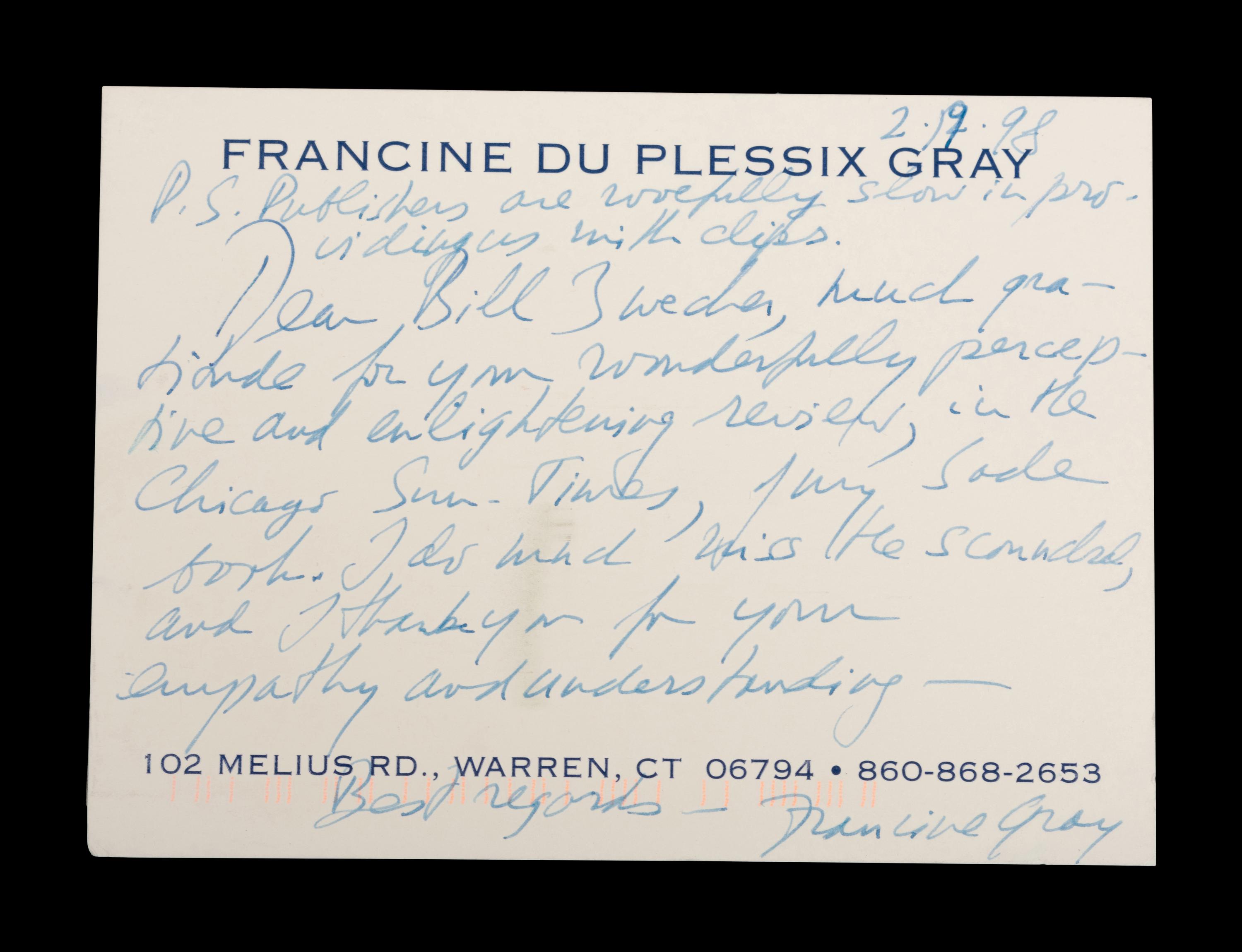 (Celebrity Memorabilia) A collection of 17 personal letters from celebrities, addressed to Bill Zwecker; comprising: