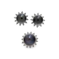 CULTURED TAHITIAN PEARL AND DIAMOND SET