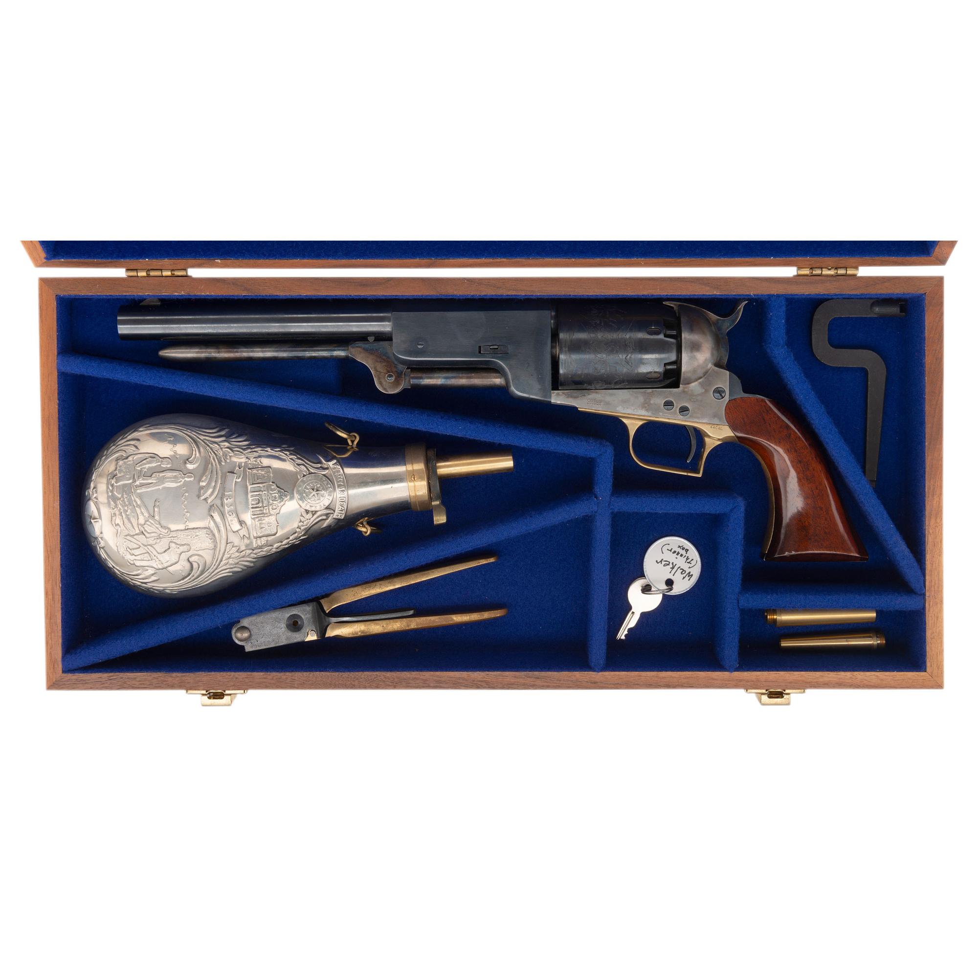 Cased Replica Colt Walker Percussion Revolver with Accessories by Uberti