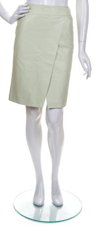 A Chanel Pale Green Leather Skirt, Size 34.