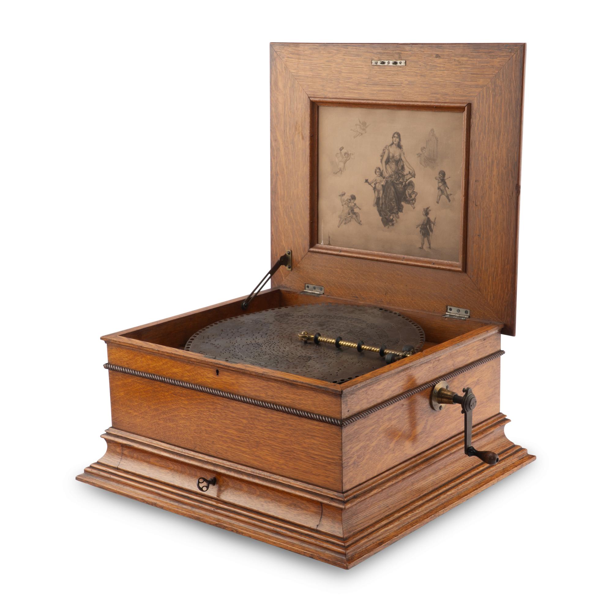A Regina Oak Tabletop Disc Music Box