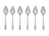 A Set of Six Georg Jensen Acorn Silver Grapefruit Spoons