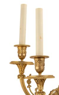 A Pair of Louis XVI Style Gilt Bronze Five-Light Wall Lights
