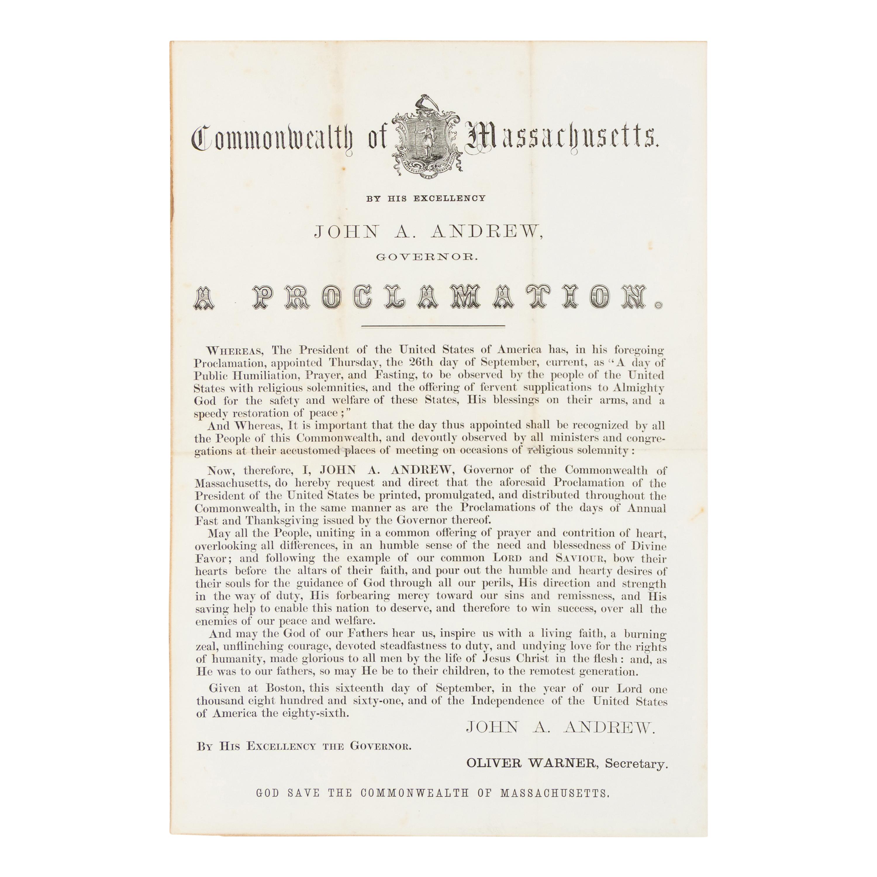[LINCOLN, Abraham (1809-1865)]. A group of 3 Thanksgiving proclamations, comprising: