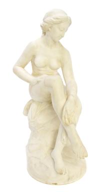 A Continental Carved Marble Animalier Figure, Width 25 inches.