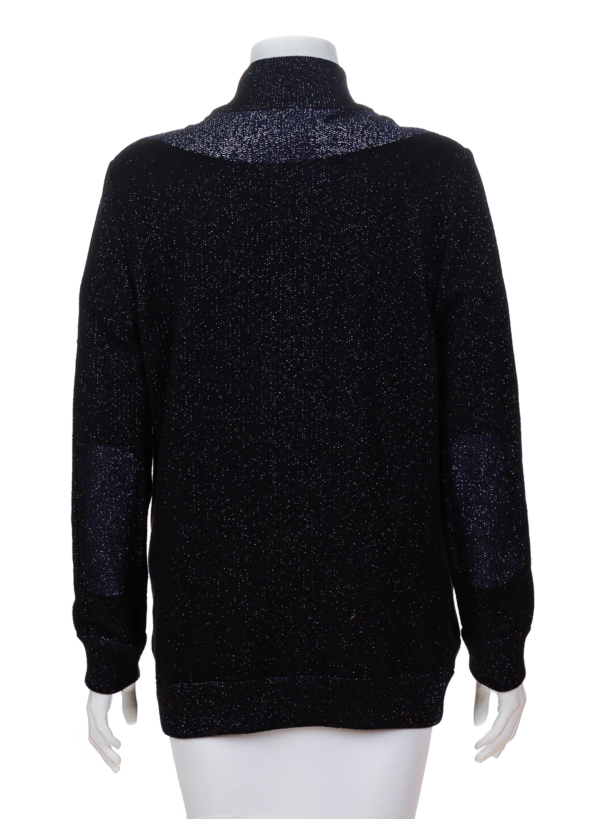 A Chanel Black and Navy Metallic Sweater Set, Jacket: 42.