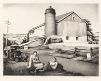 Benton Spruance, (American, 1904-1967), Landscape with Figures, 1940