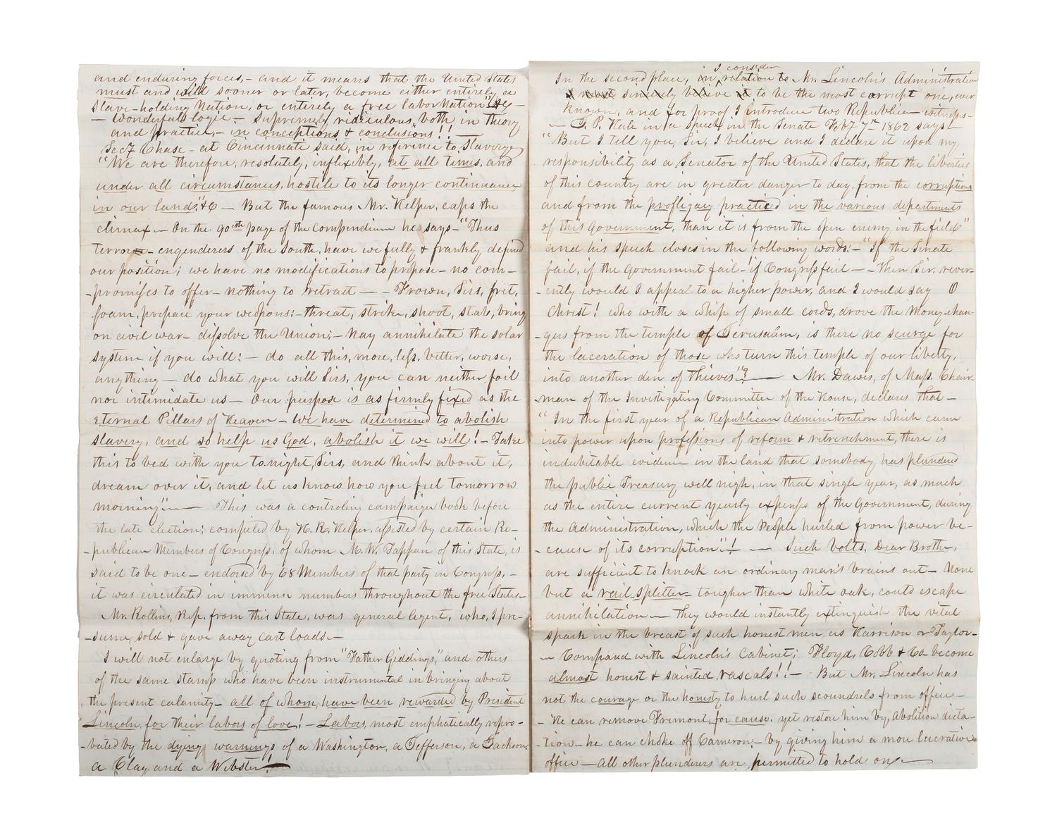 [SLAVERY & ABOLITION] -- [CIVIL WAR]. 10-page letter with extensive pro-Union and pro-slavery sentiments. Unity, [NH?], 30 May 1862.