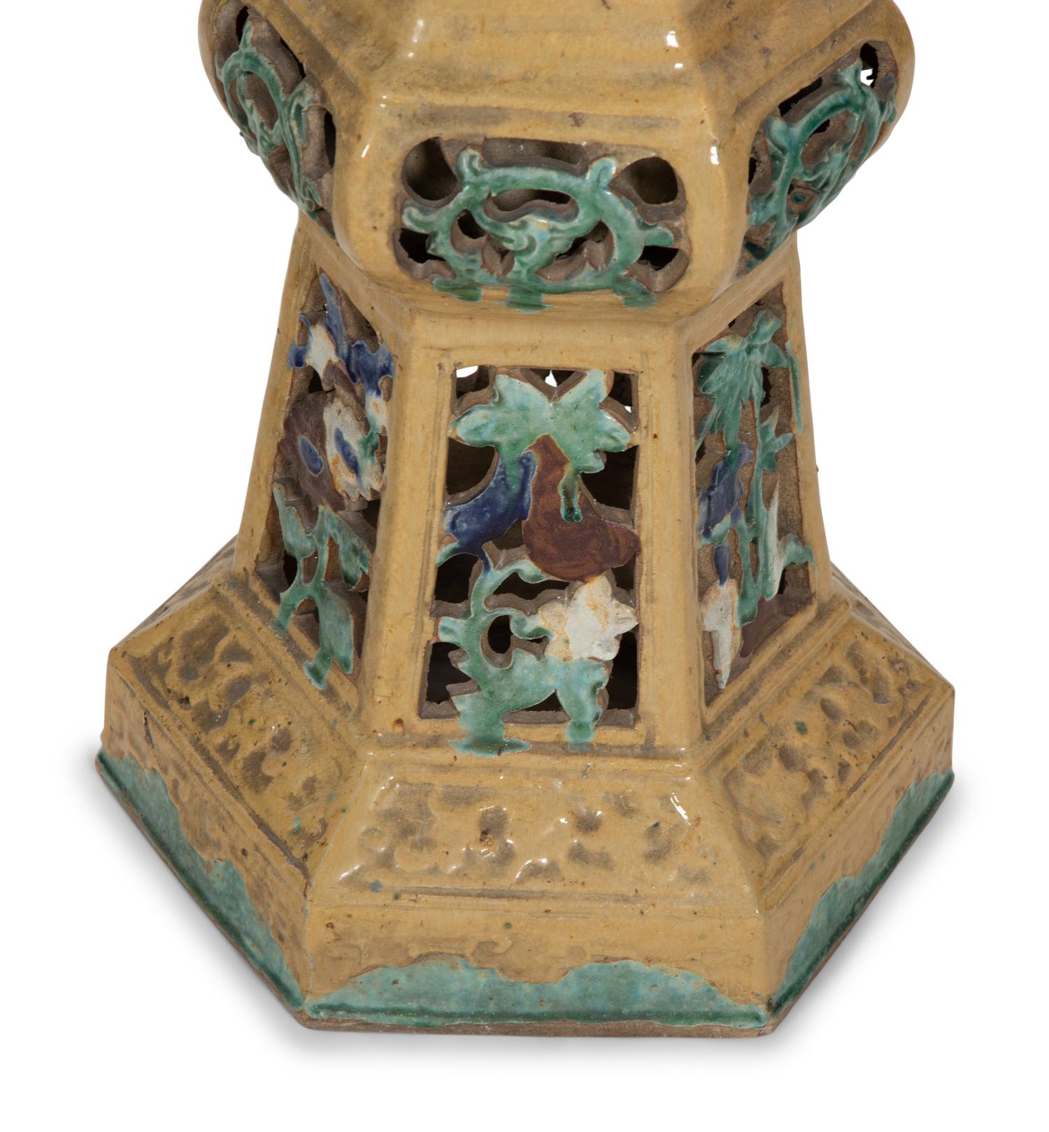 A Pair of Chinese Glazed Ceramic Pedestals