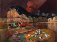 Cliffs, Water, Boats , 1976