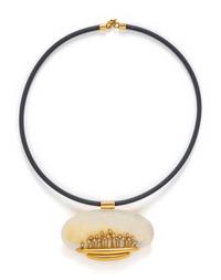 HANS BRUMANN, MOTHER-OF-PEARL AND DIAMOND CUSTOM DESIGNED PENDANT/NECKLACE