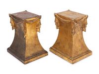 A Pair of Italian Gilt Low Pedestals