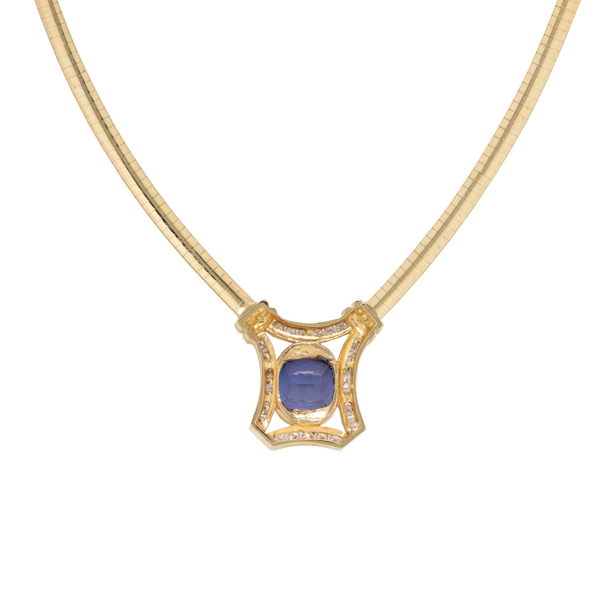 Yellow Gold, Tanzanite, and Diamond Necklace
