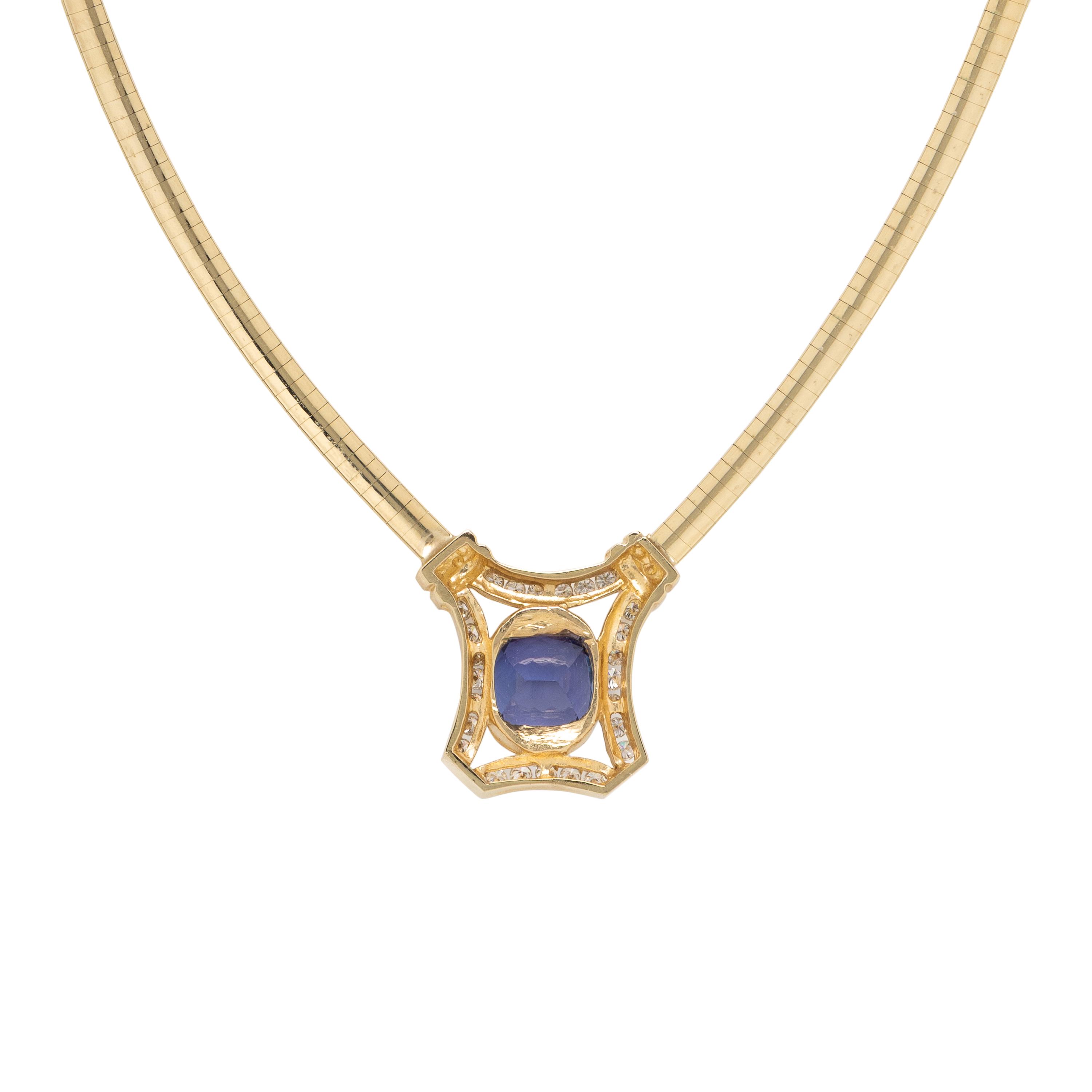 Yellow Gold, Tanzanite, and Diamond Necklace
