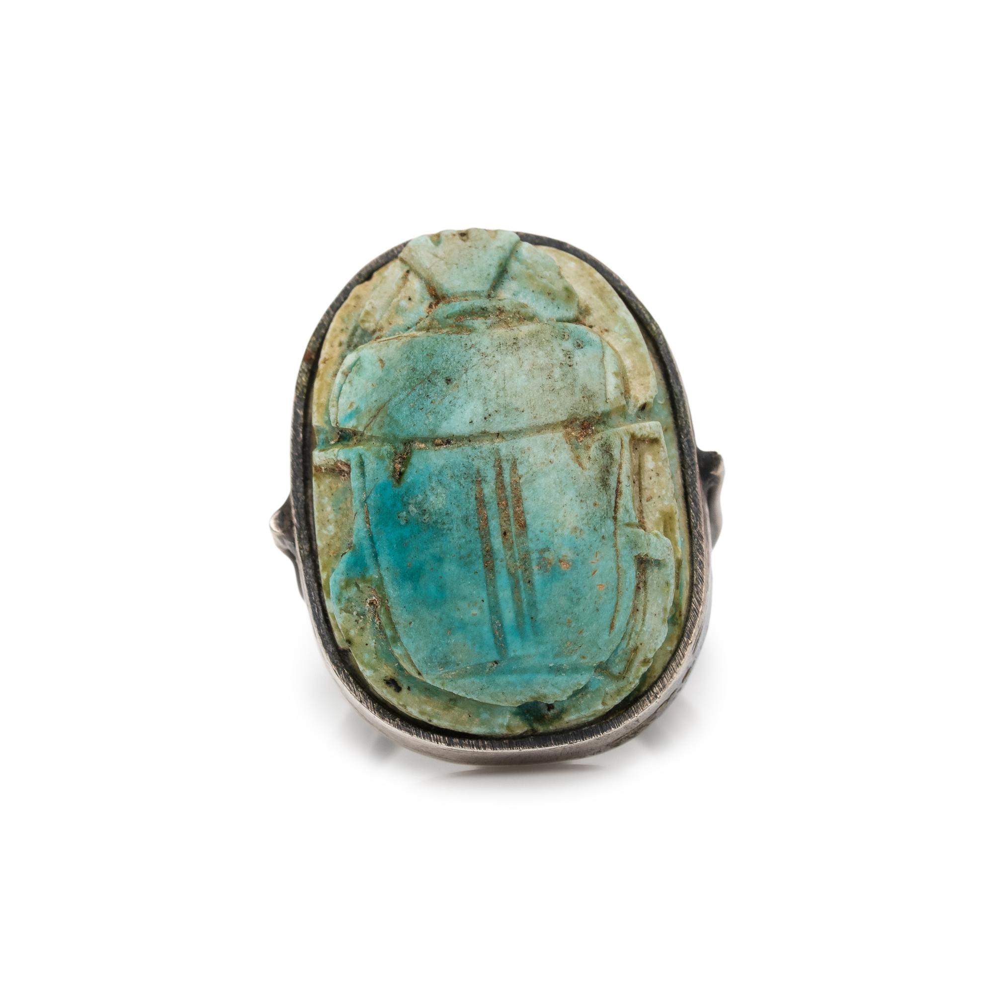 SILVER AND ANCIENT SCARAB RING