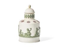 A Wedgwood Tricolor Jasperware Tea Cannister