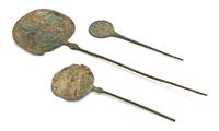 Three Persian Bronze Hair Pins, Length of longest 14 1/2 inches.