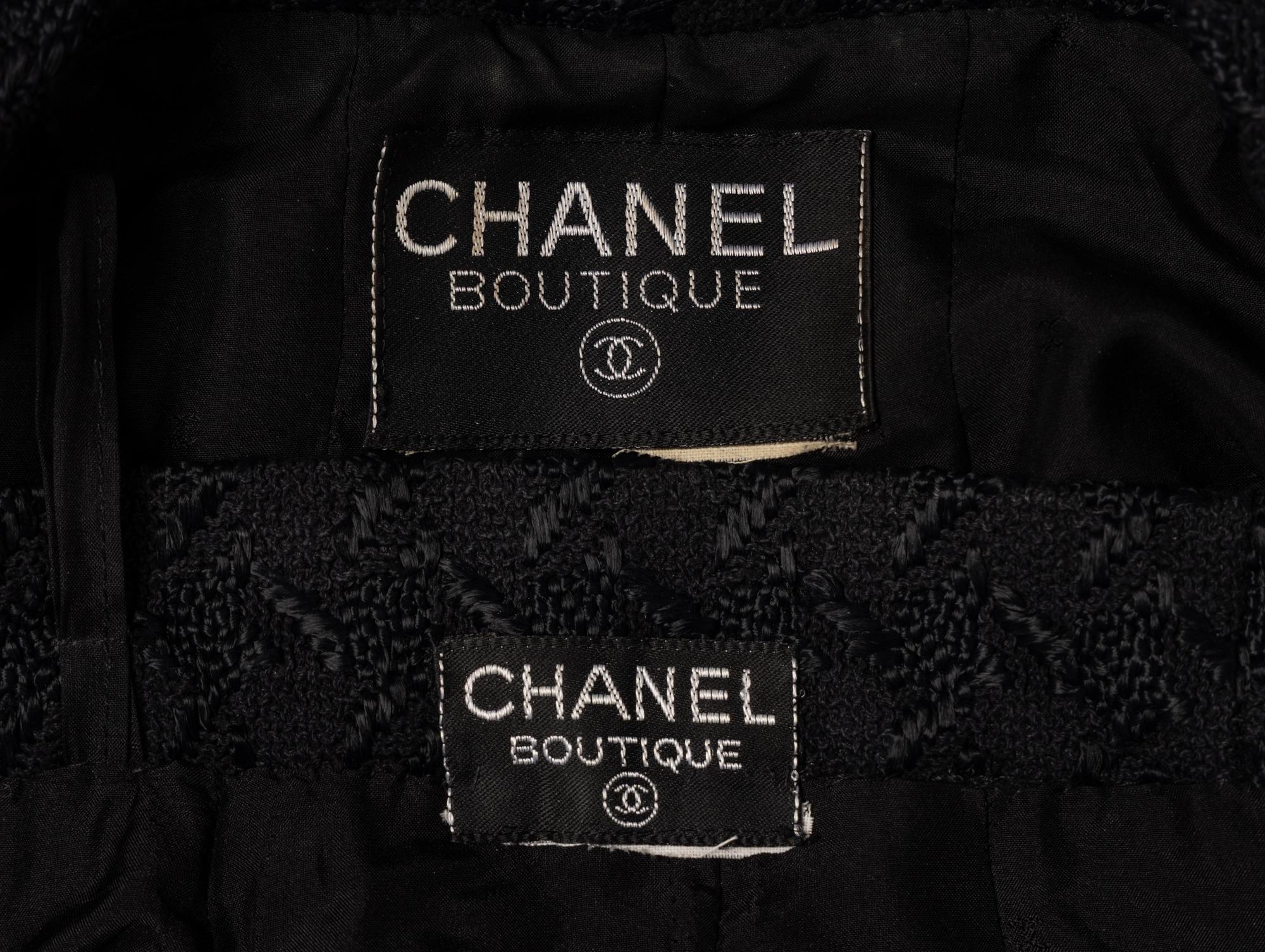 Chanel, Black Jacquard Skirt Suit