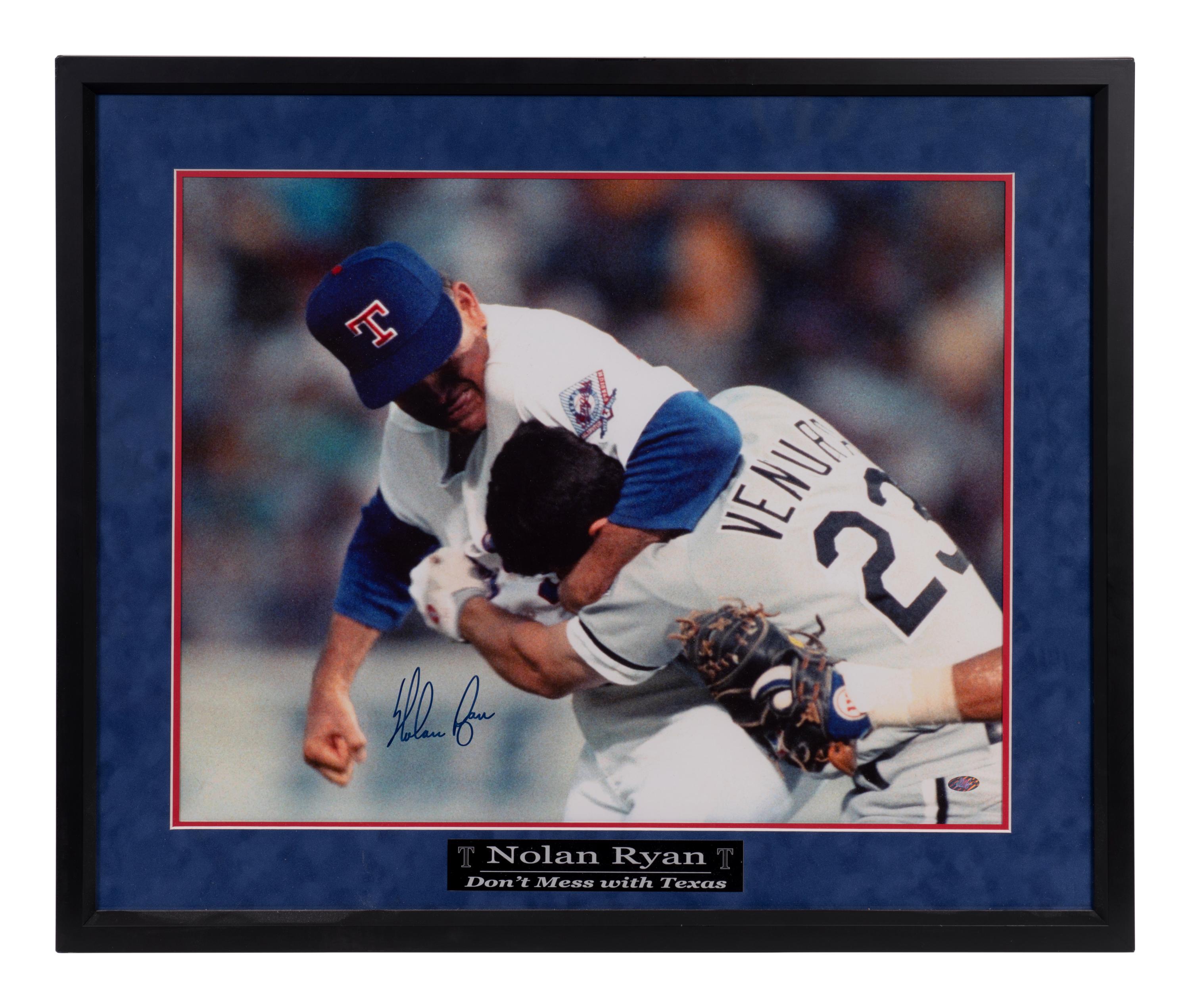 A Nolan Ryan Signed Autograph Large Framed Photograph Inscribed "Don't Mess With Texas" (Ryan Hologram),