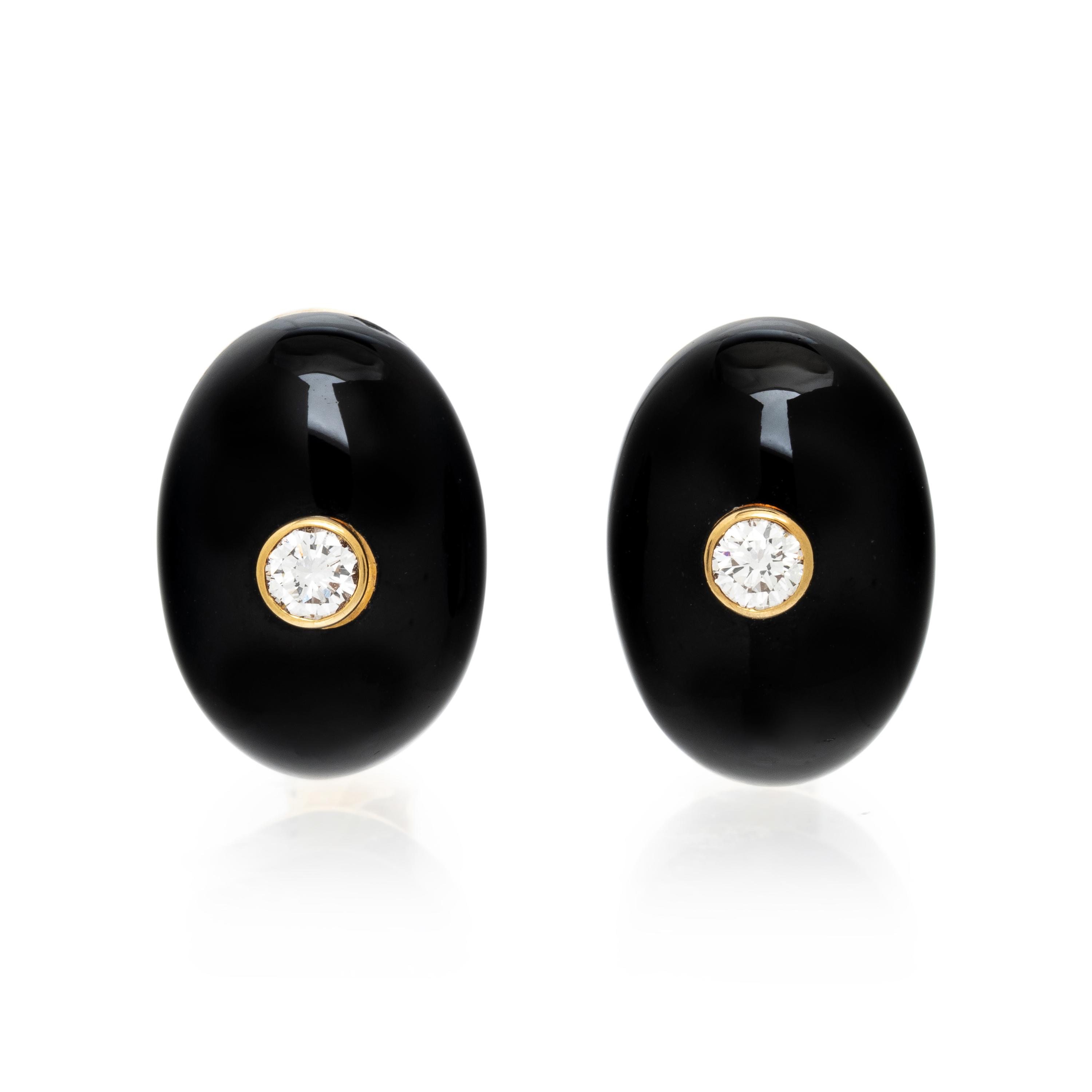 DAVID WEBB, ENAMEL AND DIAMOND EARCLIPS