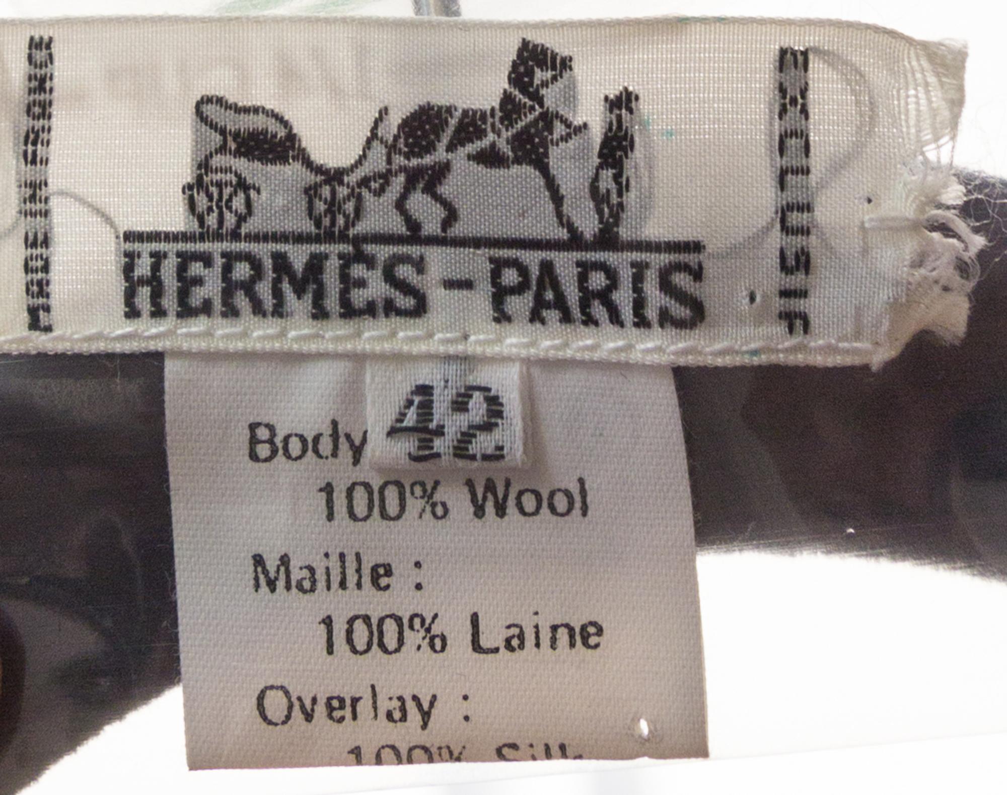 An Hermes Black Wool Cardigan Sweater, Size 42.