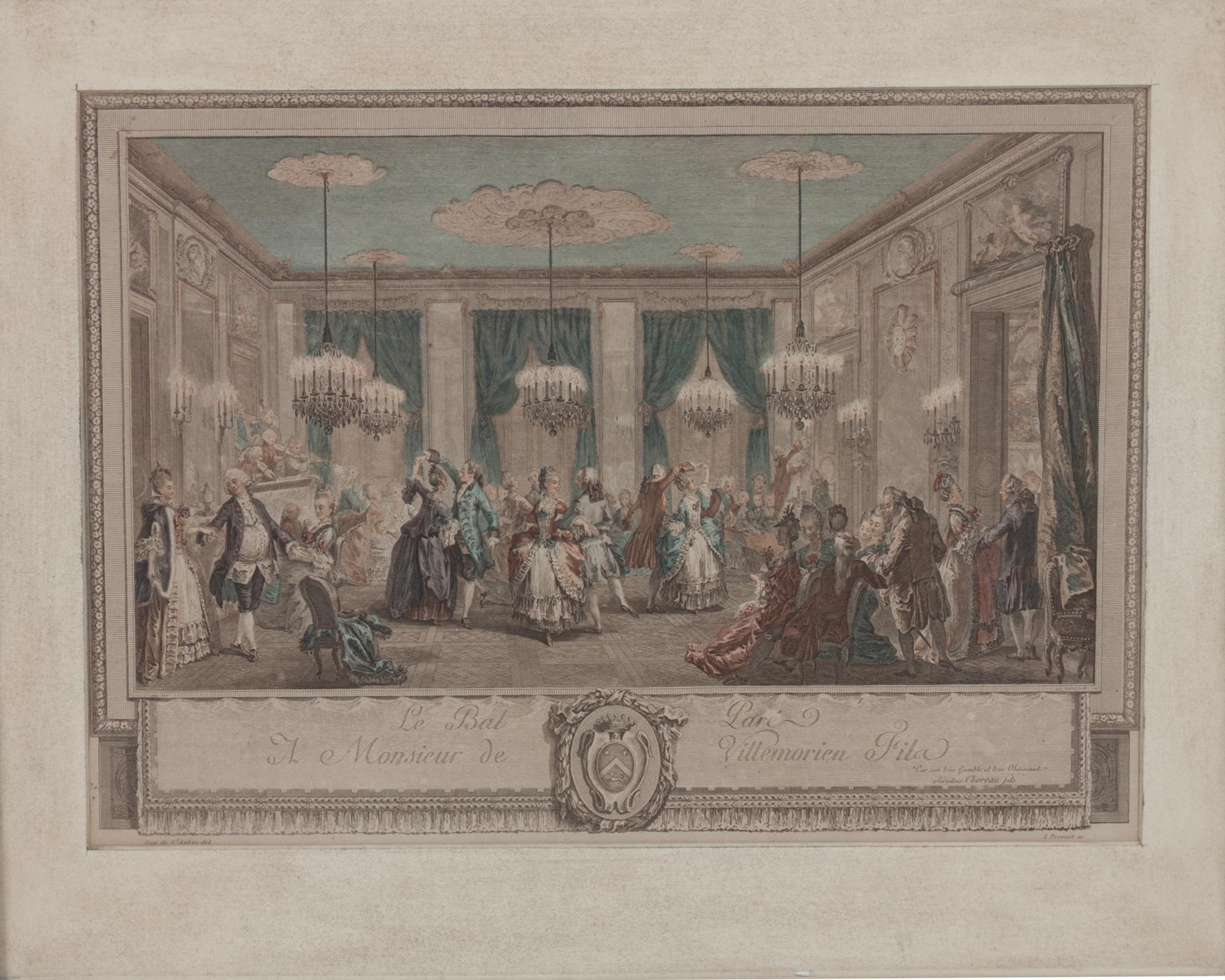 A 19th Century French Hand-colored Engraving 12 x 16 1/4 inches. — After St. Aubin
