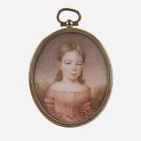 John Carlin (1813-1891) and other Two Portrait Miniatures: George Gray Lyman and a Girl in Pink Dress from New England