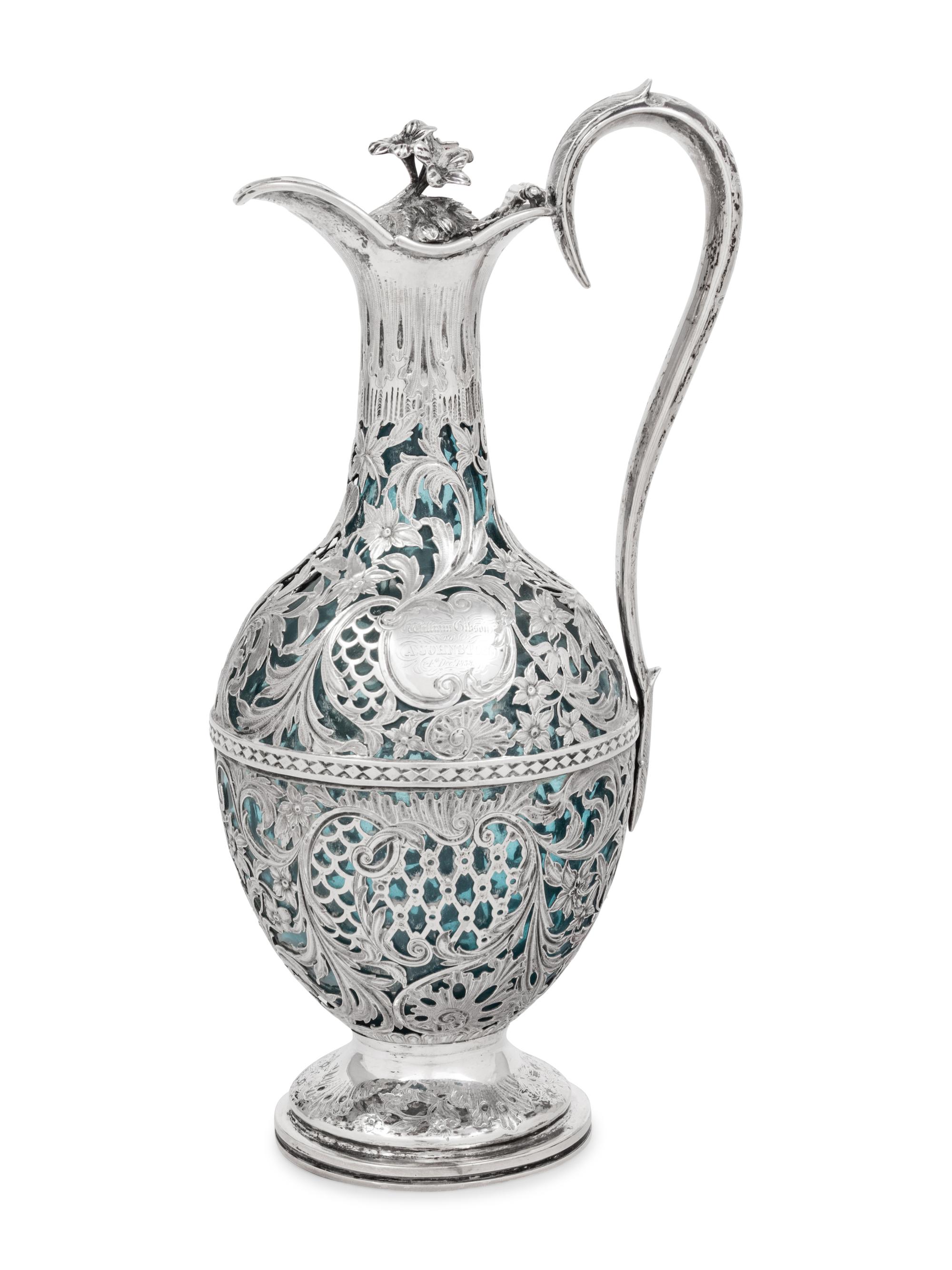 An Early Victorian Silver and Glass Claret Jug
