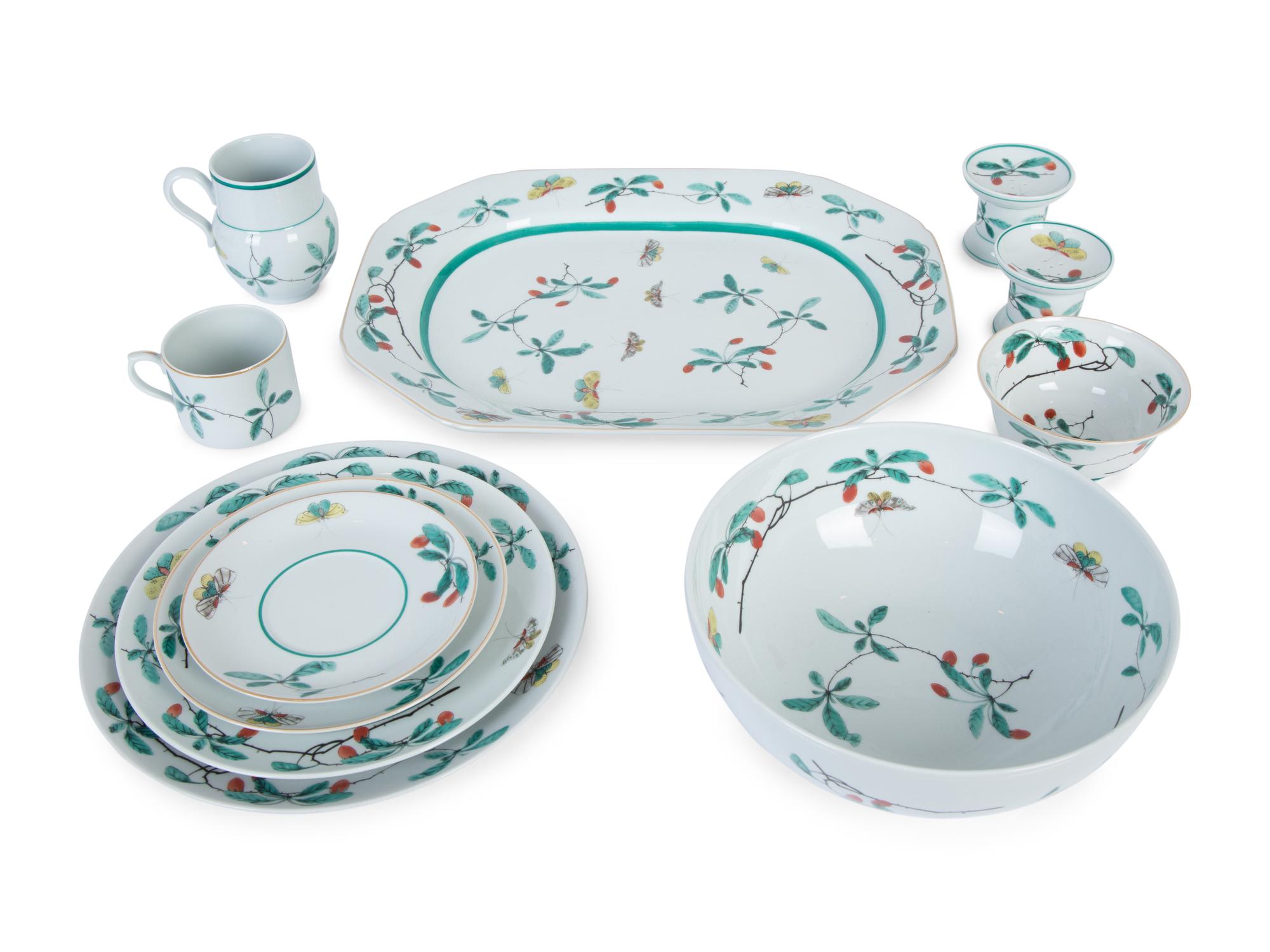 A 62-Piece Mottahedeh Famille Verte Porcelain Part Dinner Service — 20TH/21ST CENTURY