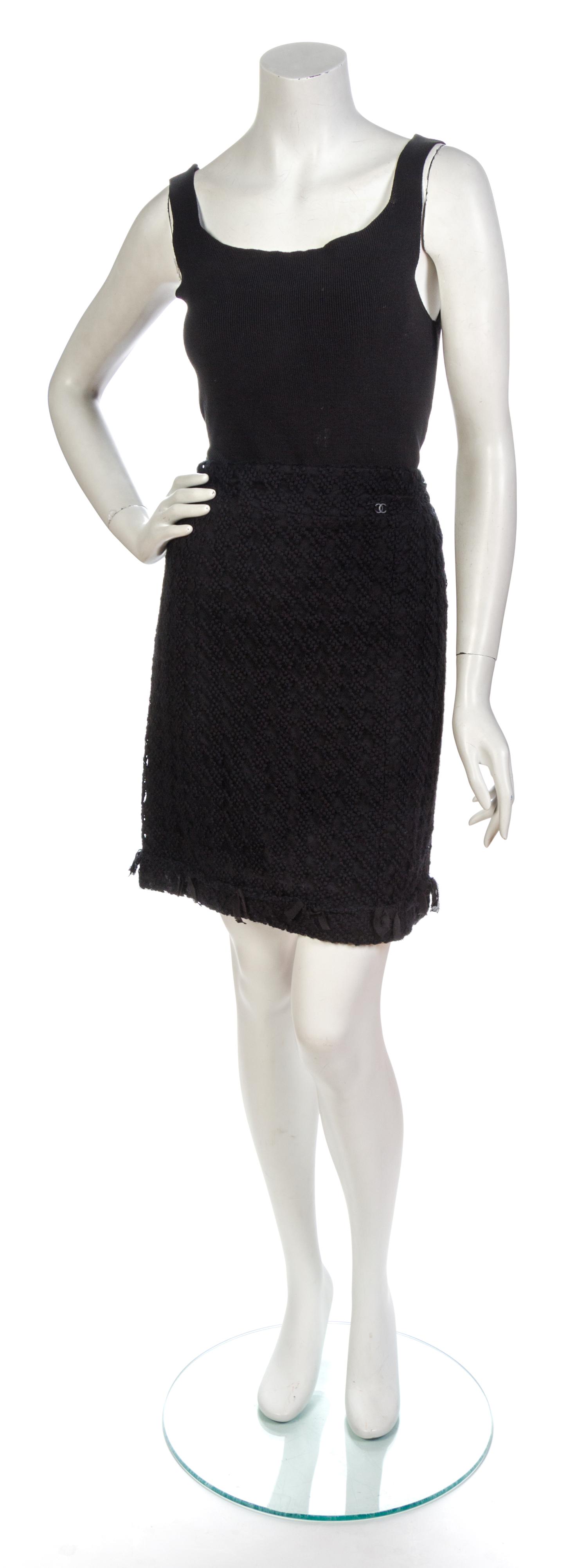 A Chanel Black Tulle and Wool Tweed Skirt Suit,