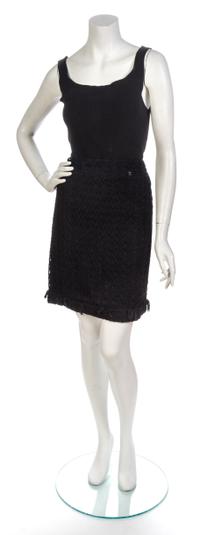 A Chanel Black Tulle and Wool Tweed Skirt Suit,