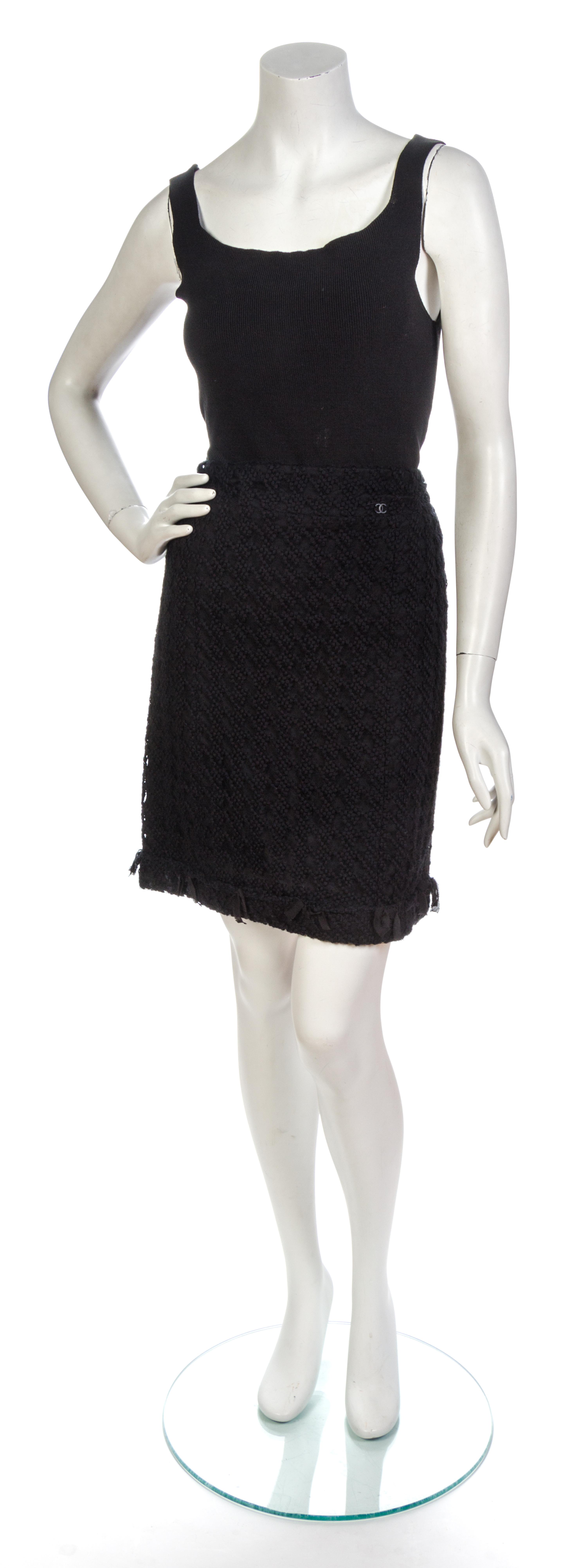 A Chanel Black Tulle and Wool Tweed Skirt Suit,