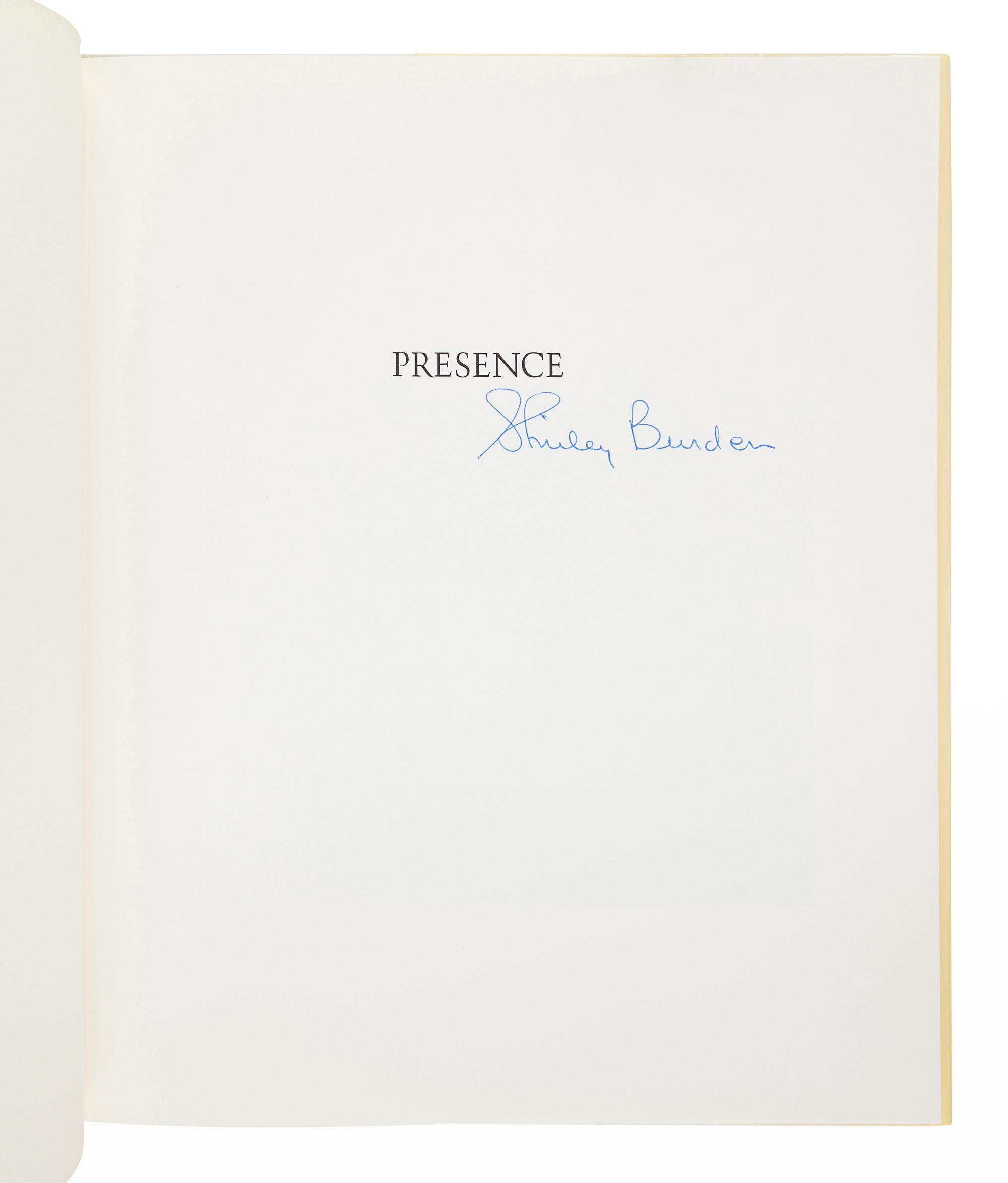 BURDEN, Shirley C. (1908 1989). Presence . New York: Aperture, 1981.