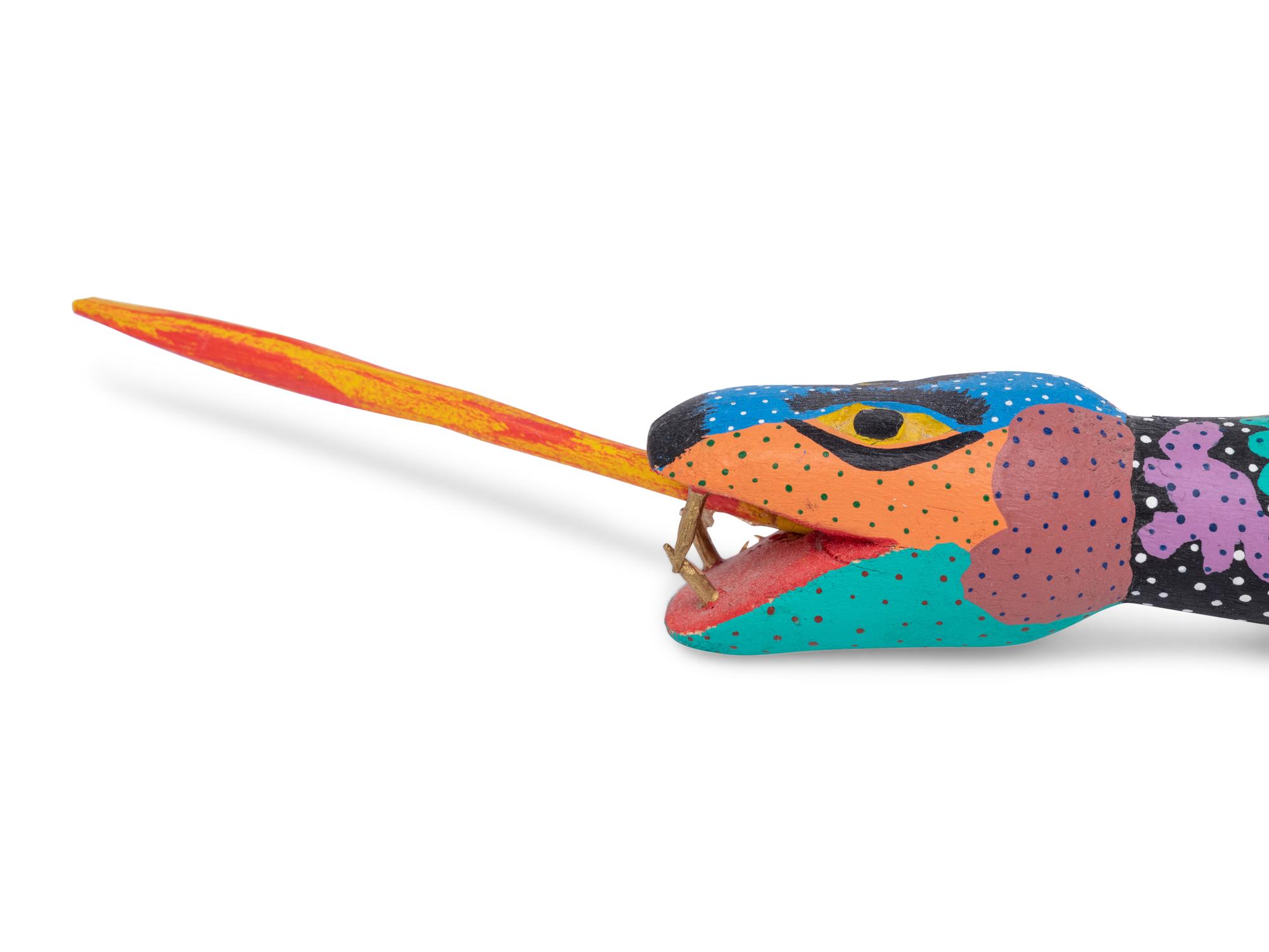 Two Carved and Polychrome Painted Folk Art Snakes