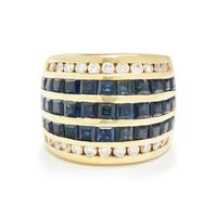 YELLOW GOLD, SAPPHIRE, AND DIAMOND RING