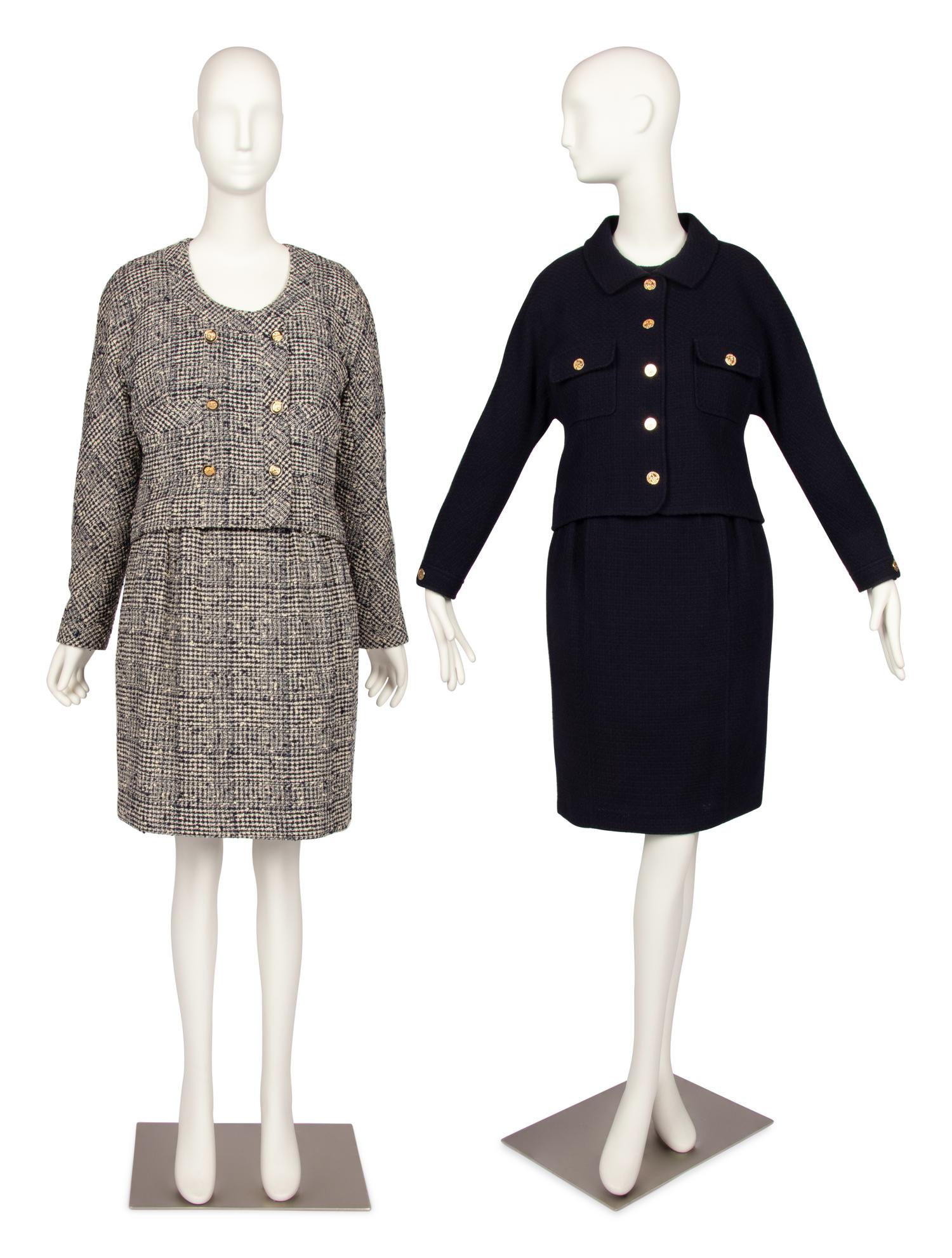 Two Chanel Skirt Suits: One Three Piece, One Two Piece, c. 1984
