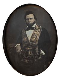[EARLY PHOTOGRAPHY]. Whole plate daguerreotype of a masonic subject housed in original frame.