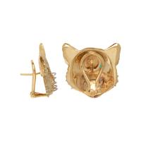 BICOLOR GOLD AND EMERALD CAT EARRINGS