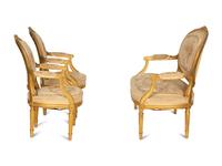 A Louis XVI Style Giltwood Three-Piece Seating Suite