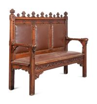 A Gothic Revival Oak Settee